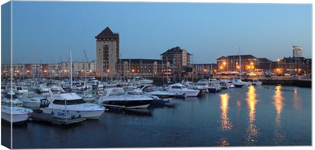 SWANSEA MARINA Canvas Print by HELEN PARKER