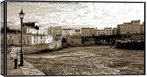 Tenby Harbour at Low Tide Canvas Print by HELEN PARKER