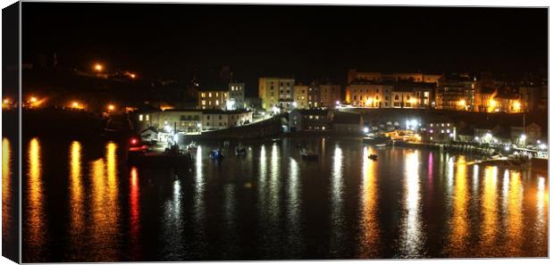 Tenby by Night Canvas Print by HELEN PARKER