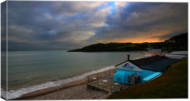 Langland at Sunset Canvas Print by HELEN PARKER