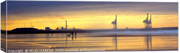 Aberavon Sunrise Beauty and the Beast Canvas Print by HELEN PARKER