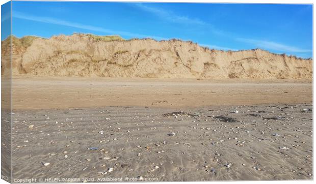 Sandy dunes of Cefn Sidan Beach Canvas Print by HELEN PARKER