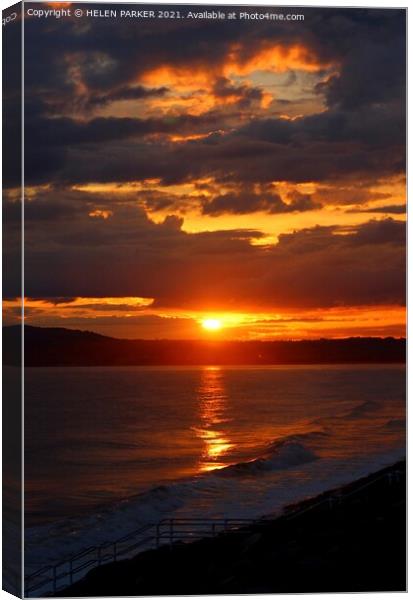 Sunset over Aberavon Beach Canvas Print by HELEN PARKER