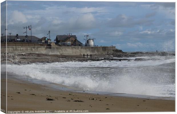 Beach at Porthcawl Canvas Print by HELEN PARKER