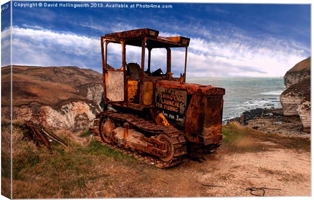 Rust Tractor For Hire Canvas Print by David Hollingworth