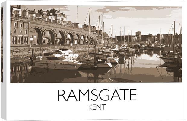Ramsgate Harbour, Vintage Railway Style Canvas Print by Karen Slade
