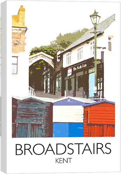 Broadstairs beach huts railway print Canvas Print by Karen Slade