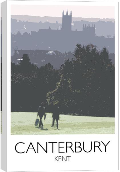 Canterbury Cathedral Railway Style Print Canvas Print by Karen Slade