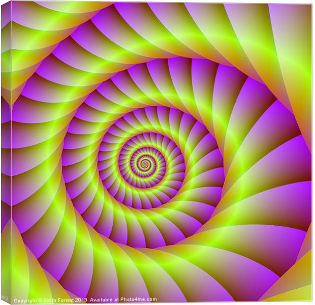 Spiral in Pink and Yellow Canvas Print by Colin Forrest