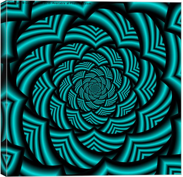 Curved Chevron Spiral in Turquoise  Canvas Print by Colin Forrest