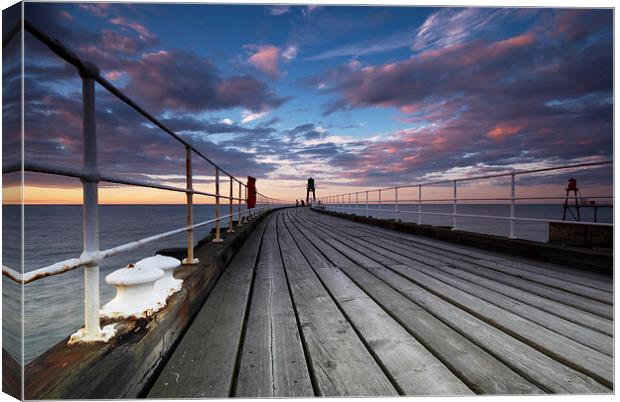 Whitby Pier Canvas Print by Dave Hudspeth Landscape Photography