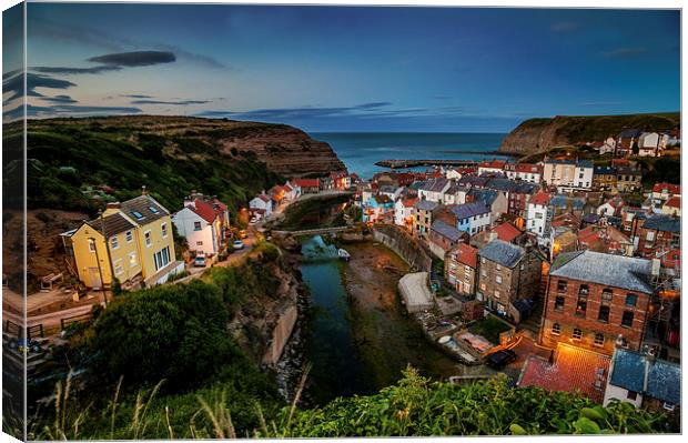  Staithes at Dusk Canvas Print by Dave Hudspeth Landscape Photography