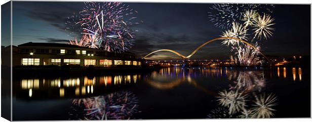  Infinity Fireworks Panoramic Canvas Print by Dave Hudspeth Landscape Photography