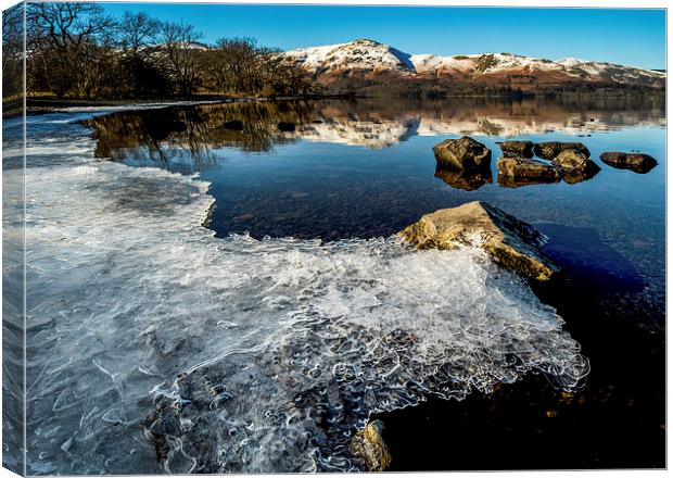  Icy Derwentwater Canvas Print by Dave Hudspeth Landscape Photography