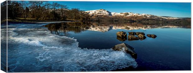  Icy Derwentwater Panoramic Canvas Print by Dave Hudspeth Landscape Photography