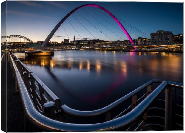 The Millennium Bridge, Gateshead Canvas Print by Dave Hudspeth Landscape Photography