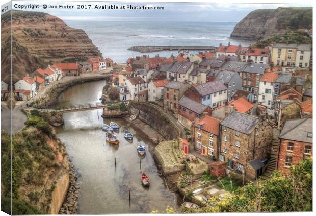 Looking down on Staithes  Canvas Print by Jon Fixter
