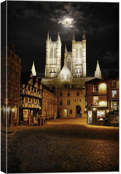 The Wolf Moon & Lincoln Cathedral  Canvas Print by Jon Fixter