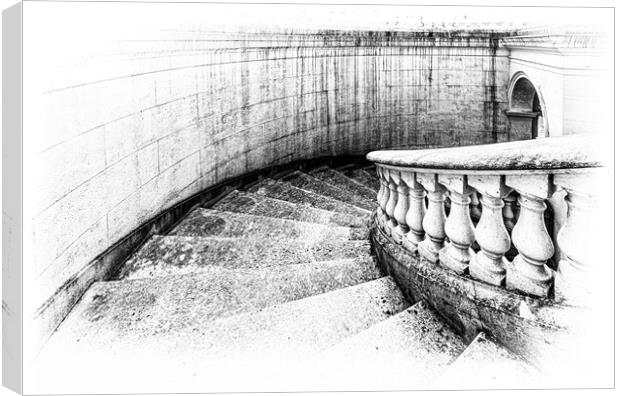 Steps and Arch Mono 3 Canvas Print by Ian Johnston  LRPS
