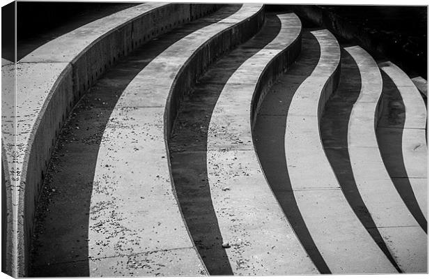 Curved Steps to the Beach - Mono Canvas Print by Ian Johnston  LRPS