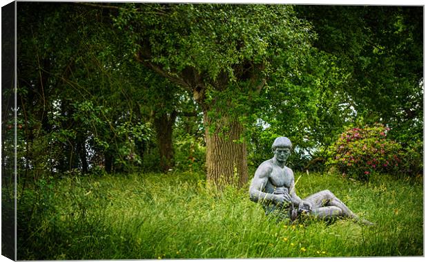 Statue in the Woods at the Manor Canvas Print by Ian Johnston  LRPS