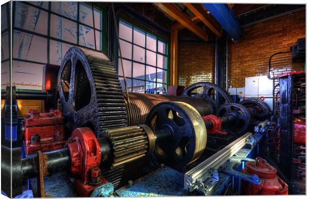 Transporter Winch Room Canvas Print by Mark Elsworth