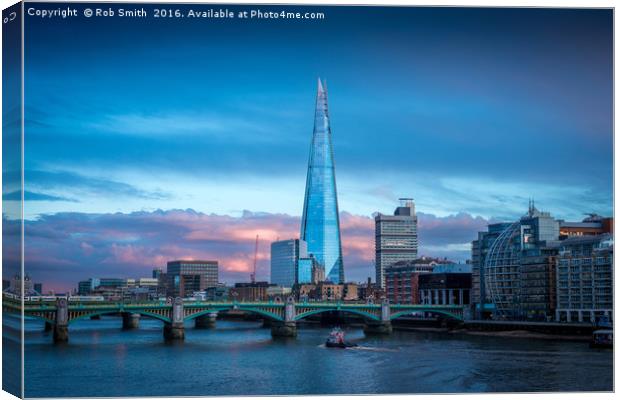 The Shard overlooking the River Thames in London Canvas Print by Rob Smith