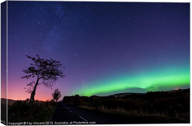 Aurora over Forfar Road Canvas Print by Fay Vincent