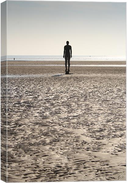 Silhouette Iron Man Crosby Beach Canvas Print by Phillip Orr