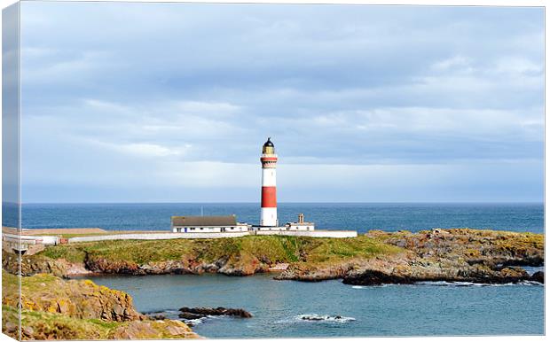 Boddam Lighthouse Canvas Print by Debbie Johnstone Bran