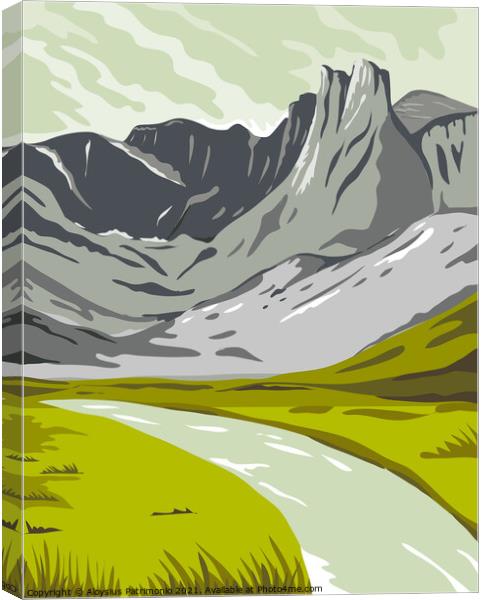 Gates of the Arctic National Park and Preserve Oolah Valley in Alaska United States WPA Poster Art Color Canvas Print by Aloysius Patrimonio