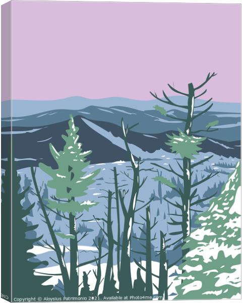 Great Smoky Mountains National Park during Winter in Tennessee and North Carolina United States WPA Poster Art  Canvas Print by Aloysius Patrimonio