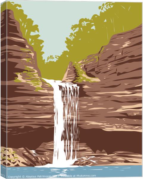 Petit Jean State Park with Cedar Falls in Conway County Adjacent to the Arkansas River in Arkansas WPA Poster Art Canvas Print by Aloysius Patrimonio
