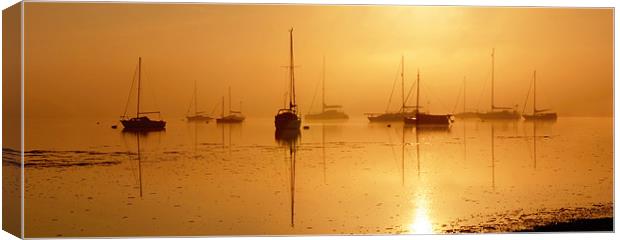 Boats in the Mist Canvas Print by christopher darmanin