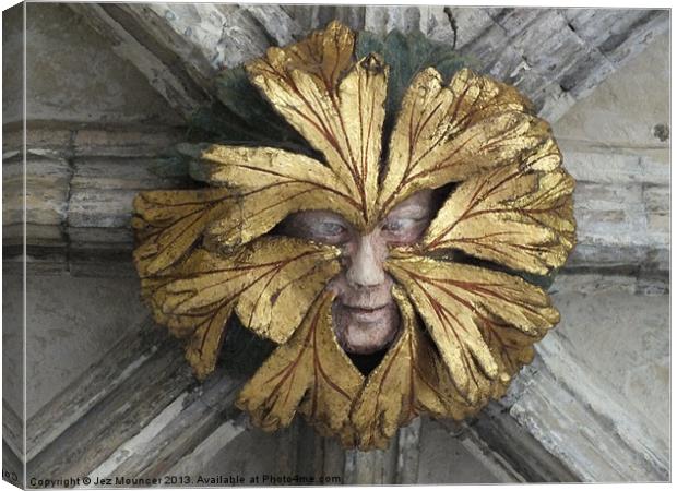 Green Man in Gold Leaf Canvas Print by Jez Mouncer