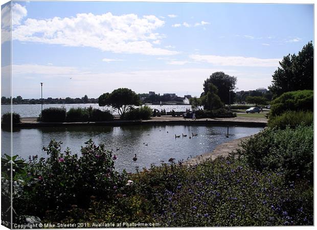 Poole Park Lake Canvas Print by Mike Streeter
