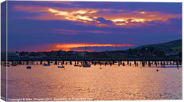 Sunset Over Swanage Canvas Print by Mike Streeter