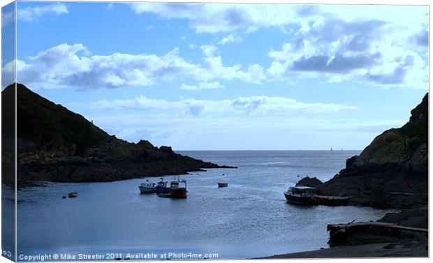 Polperro Harbour Entrance Canvas Print by Mike Streeter