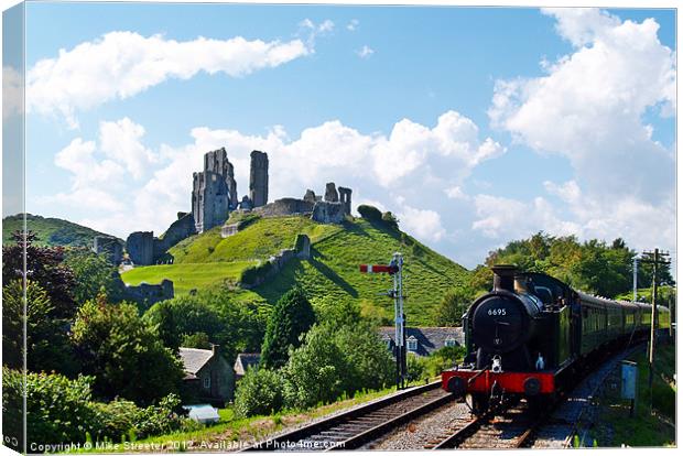 6695 at Corfe Castle Station 2 Canvas Print by Mike Streeter