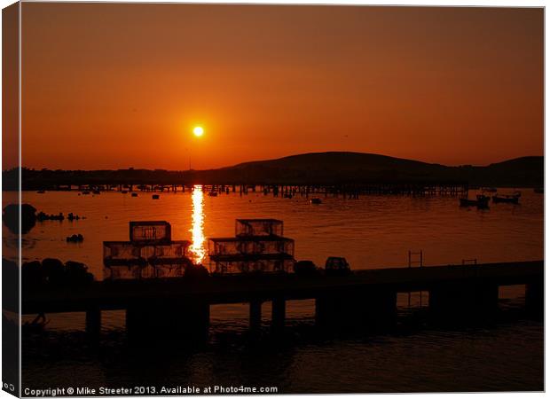 Sunset Over Swanage Canvas Print by Mike Streeter