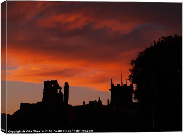 Sunset at Corfe Canvas Print by Mike Streeter