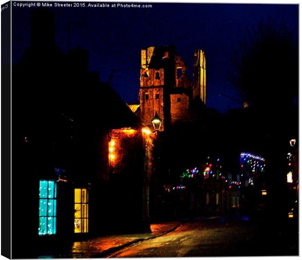  Corfe Castle at night Canvas Print by Mike Streeter