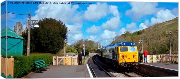  Class 50 at Corfe Castle Canvas Print by Mike Streeter