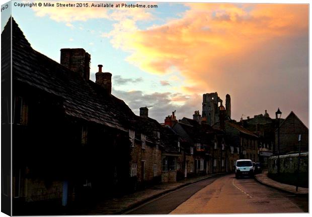  Evening at Corfe Castle Canvas Print by Mike Streeter