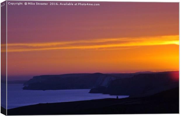 Sunset over Kimmeridge. Canvas Print by Mike Streeter