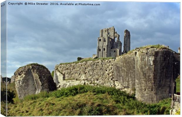 Corfe Castle in October Canvas Print by Mike Streeter
