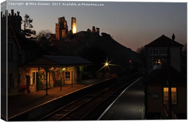 December evening in Corfe Castle Canvas Print by Mike Streeter