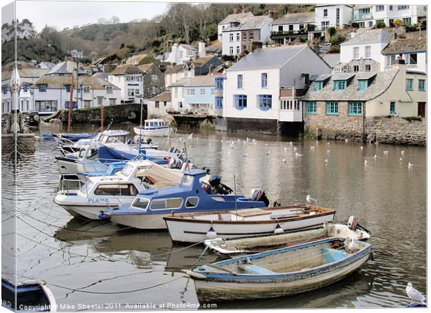 Polperro Harbour Canvas Print by Mike Streeter
