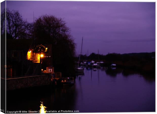 Dusk on the river Frome Canvas Print by Mike Streeter