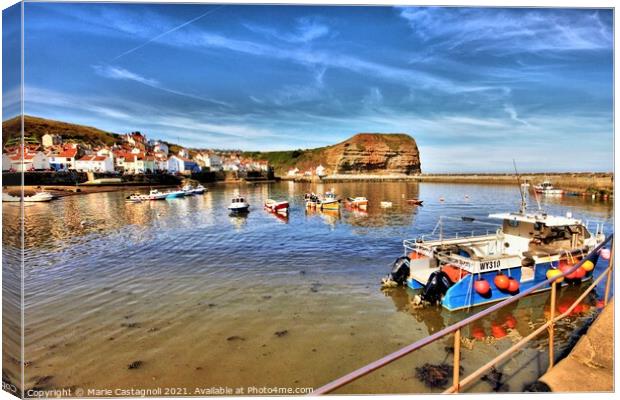Staithes Fishing Boats Canvas Print by Marie Castagnoli